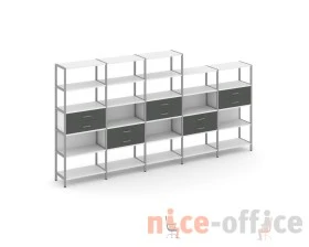 Пятисекционный стеллаж пятиярусный с ящиками 3930х400х1980 Шелф Систем / Shelf System images