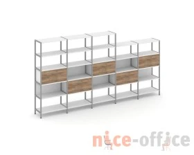 Пятисекционный стеллаж пятиярусный с ящиками 3930х400х1980 Шелф Систем / Shelf System images