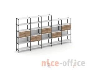 Пятисекционный стеллаж пятиярусный с ящиками 3930х400х1980 Шелф Систем / Shelf System images
