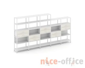 Пятисекционный стеллаж пятиярусный с ящиками 3930х400х1980 Шелф Систем / Shelf System images