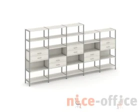Пятисекционный стеллаж пятиярусный с ящиками 3930х400х1980 Шелф Систем / Shelf System images
