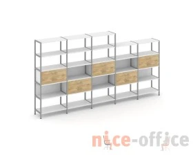 Пятисекционный стеллаж пятиярусный с ящиками 3930х400х1980 Шелф Систем / Shelf System images