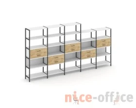 Пятисекционный стеллаж пятиярусный с ящиками 3930х400х1980 Шелф Систем / Shelf System images