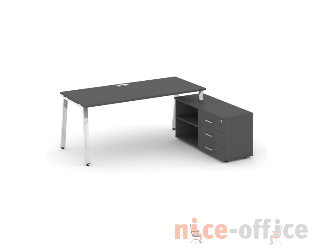 Стол письменный с греденцией правой на А-образном каркасе 1580x700x750 Стайл Проджект Директ Люкс / Style Project Direct Lux