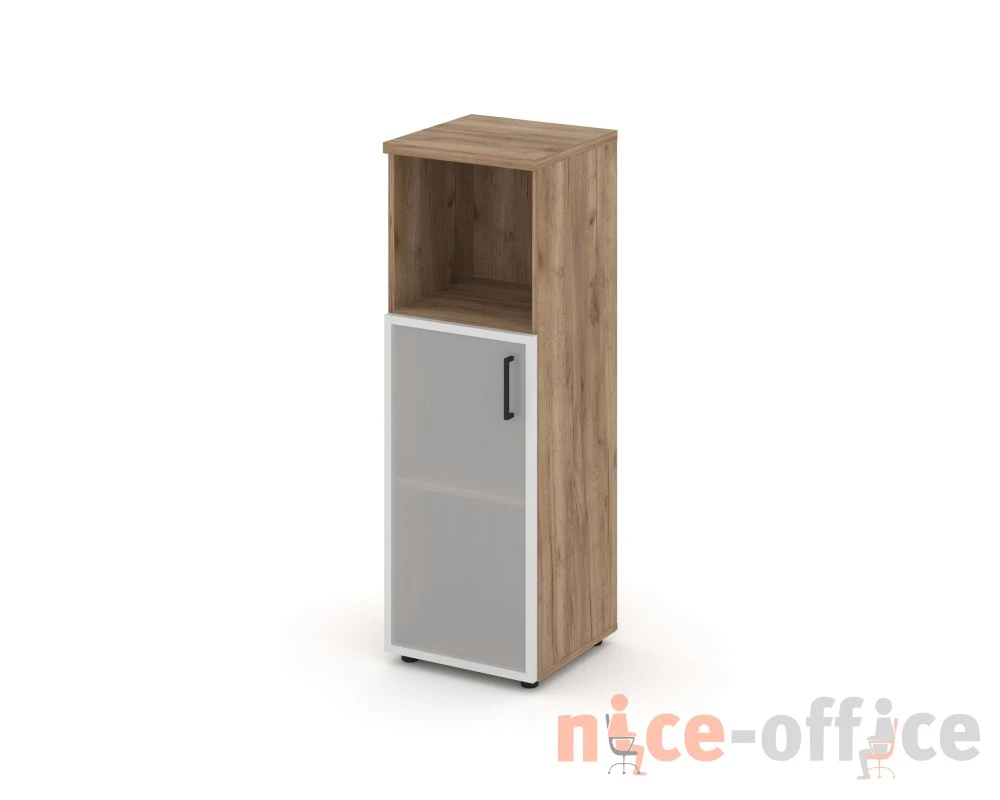 Шкаф средний узкий левый мат. стекло с нишей 400x400x1203 зад. стенка HDF Стайл Проджект / Style Project