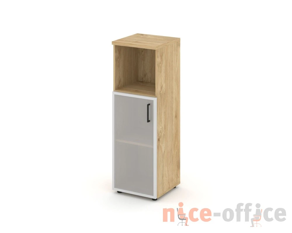 Шкаф средний узкий левый мат. стекло с нишей 400x400x1203 зад. стенка HDF Стайл Проджект / Style Project