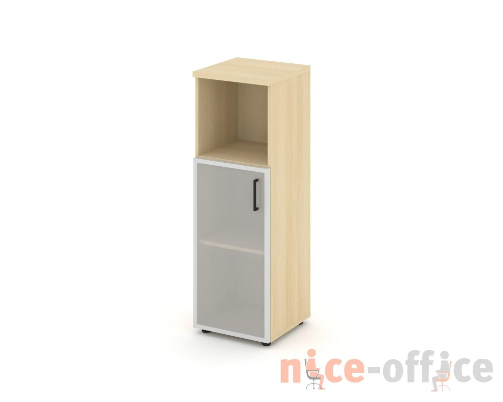 Шкаф средний узкий левый мат. стекло с нишей 400x400x1203 зад. стенка HDF Стайл Проджект / Style Project