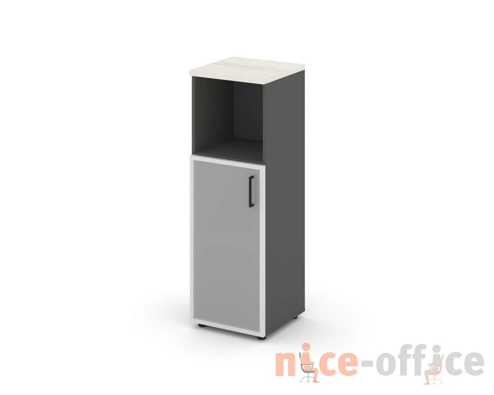 Шкаф средний узкий левый мат. стекло с нишей 400x400x1203 зад. стенка HDF Стайл Проджект / Style Project