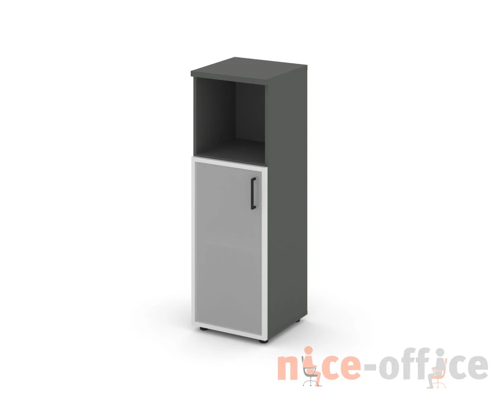 Шкаф средний узкий левый мат. стекло с нишей 400x400x1203 зад. стенка HDF Стайл Проджект / Style Project