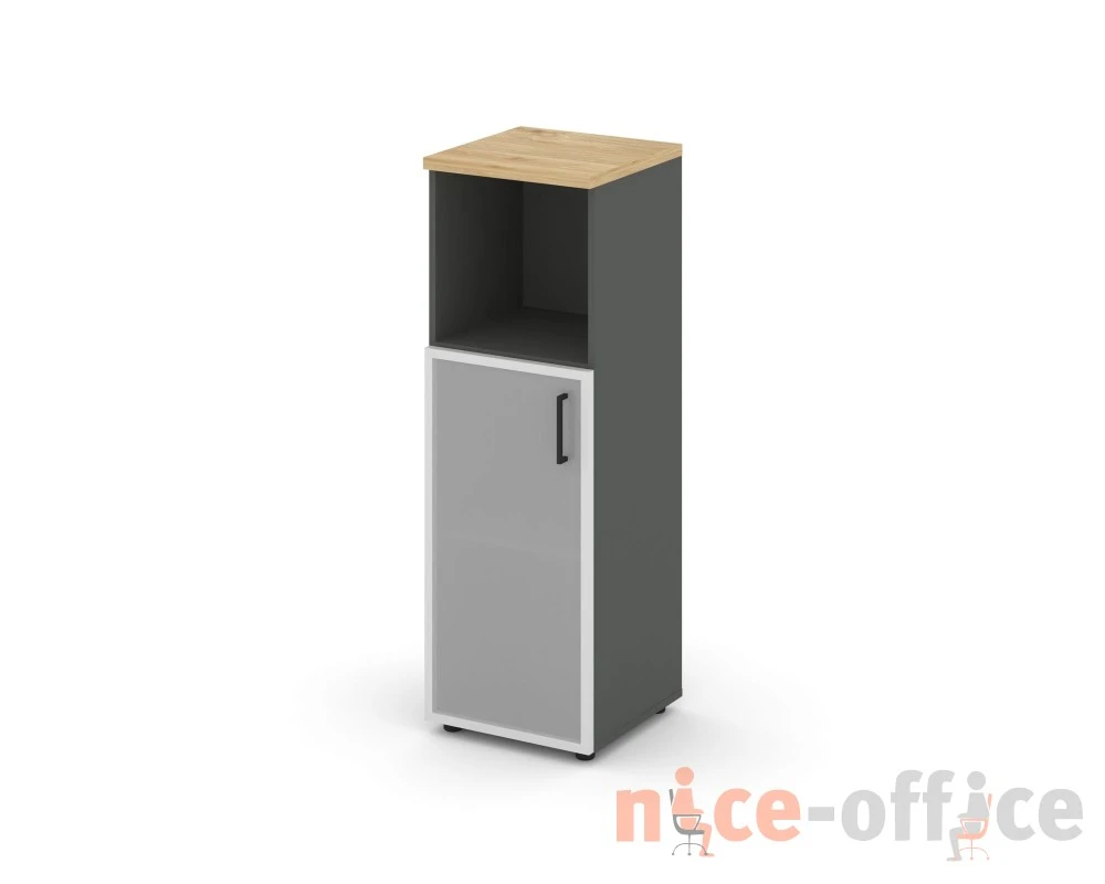 Шкаф средний узкий левый мат. стекло с нишей 400x400x1203 зад. стенка HDF Стайл Проджект / Style Project