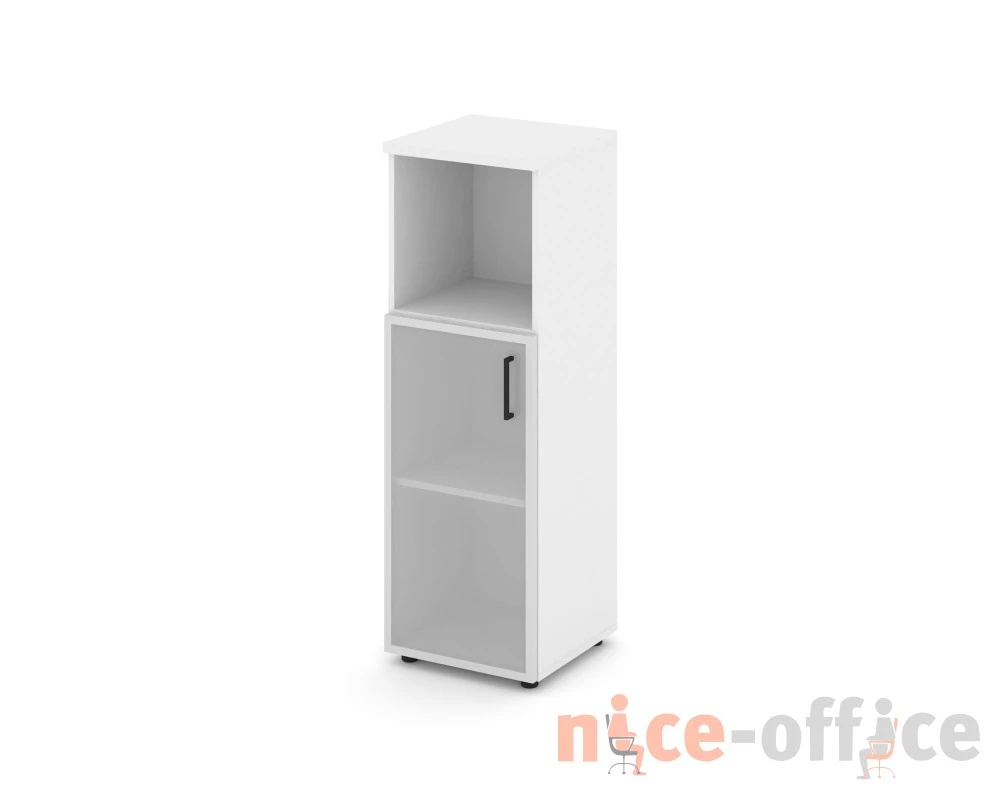 Шкаф средний узкий левый мат. стекло с нишей 400x400x1203 зад. стенка HDF Стайл Проджект / Style Project