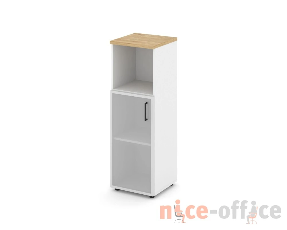 Шкаф средний узкий левый мат. стекло с нишей 400x400x1203 зад. стенка HDF Стайл Проджект / Style Project