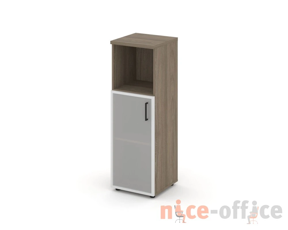 Шкаф средний узкий левый мат. стекло с нишей 400x400x1203 зад. стенка HDF Стайл Проджект / Style Project