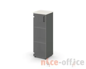 Шкаф средний узкий левый прозр. стекло 400x400x1203 Стайл Проджект / Style Project images
