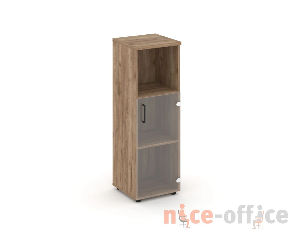 Шкаф средний узкий правый прозр. стекло с нишей 400x400x1203 зад. стенка HDF Стайл Проджект / Style Project