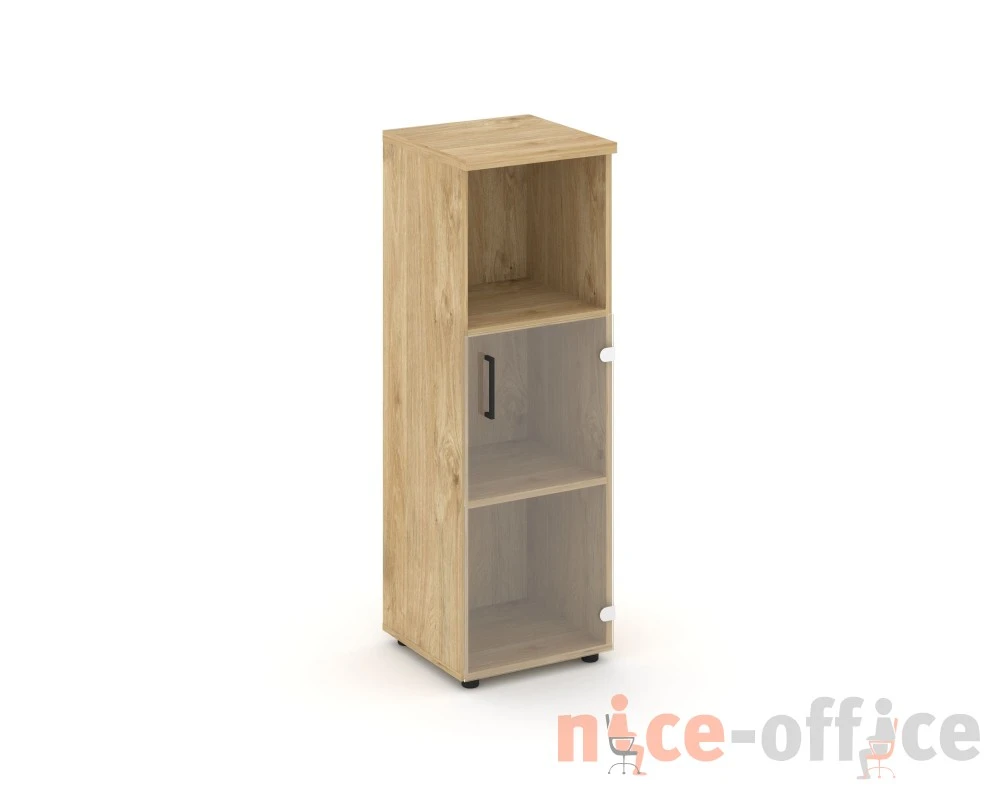 Шкаф средний узкий правый прозр. стекло с нишей 400x400x1203 зад. стенка HDF Стайл Проджект / Style Project