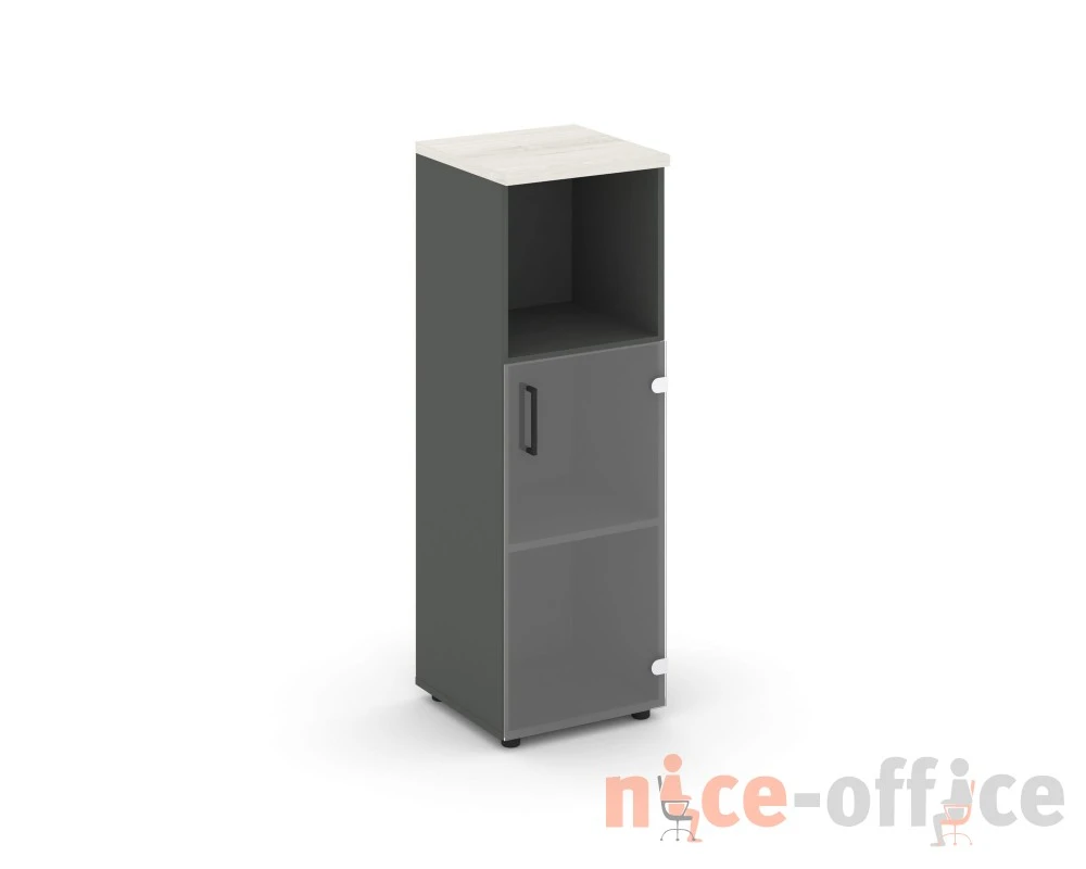 Шкаф средний узкий правый прозр. стекло с нишей 400x400x1203 зад. стенка HDF Стайл Проджект / Style Project