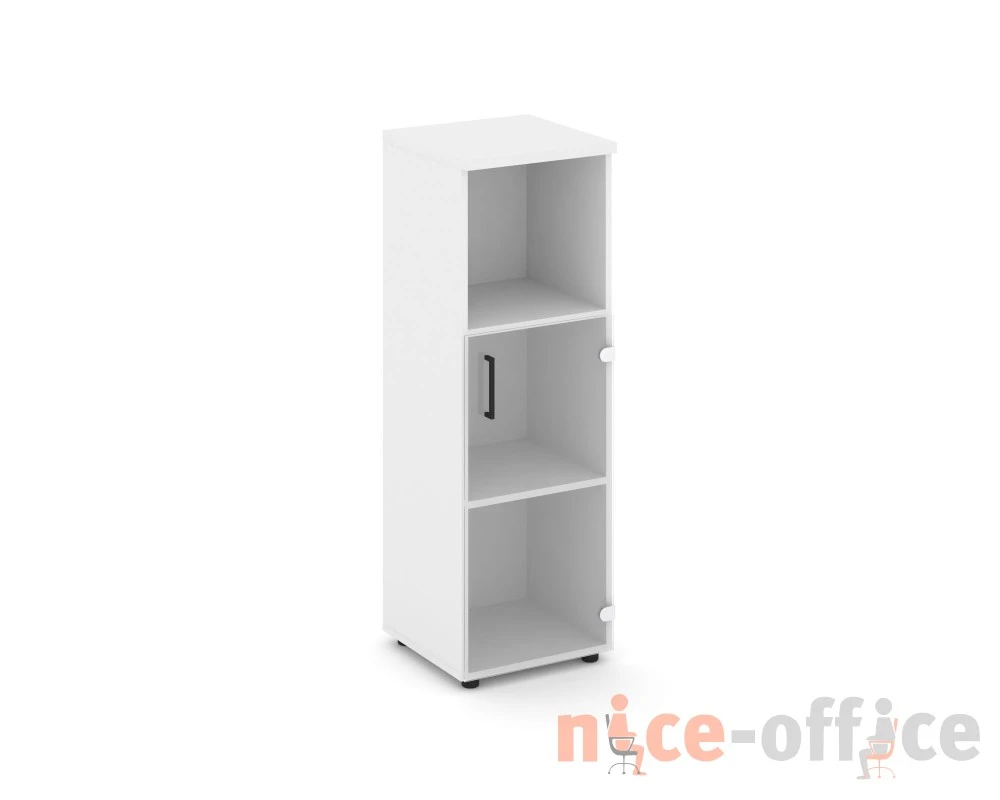Шкаф средний узкий правый прозр. стекло с нишей 400x400x1203 зад. стенка HDF Стайл Проджект / Style Project