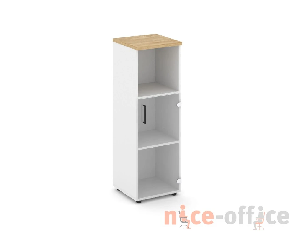 Шкаф средний узкий правый прозр. стекло с нишей 400x400x1203 зад. стенка HDF Стайл Проджект / Style Project