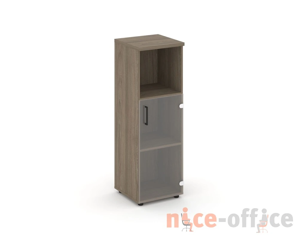 Шкаф средний узкий правый прозр. стекло с нишей 400x400x1203 зад. стенка HDF Стайл Проджект / Style Project