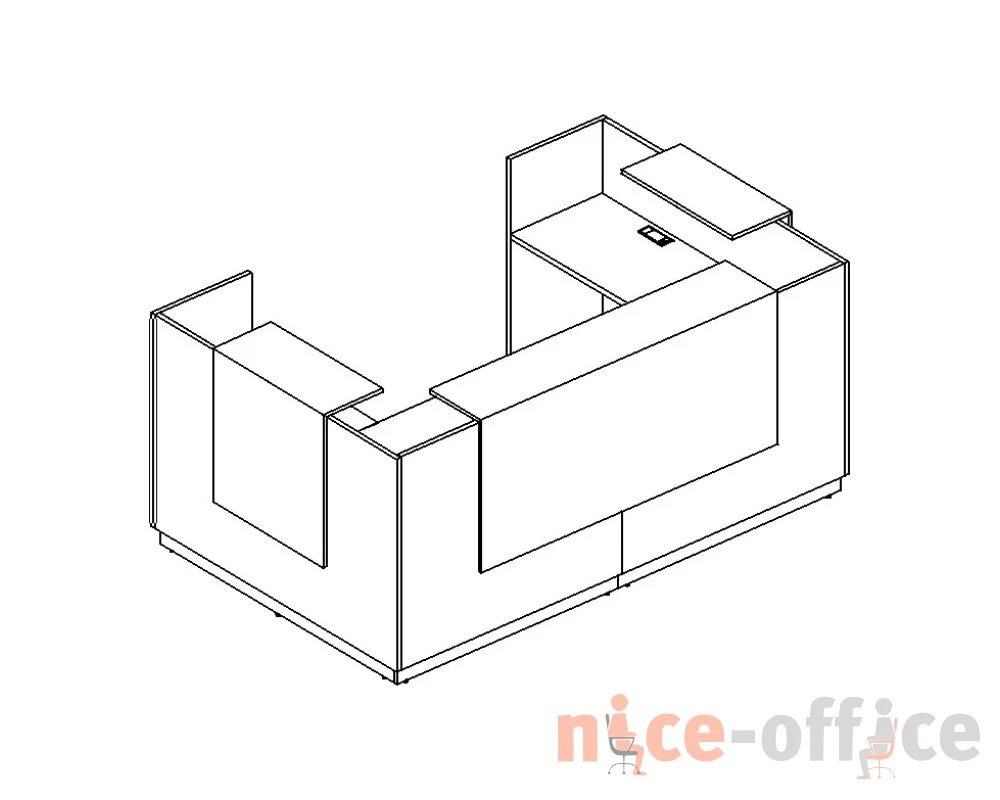 Стойка ресепшн П-образная (полки высокие) с подсветкой 245x155x115 A4