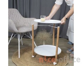 Столик сервировочный SHT-CT62 Белый муар/Светлый орех images